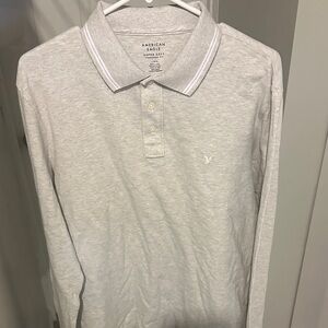 American Eagle Outfitters Light Gray Polo Shirt